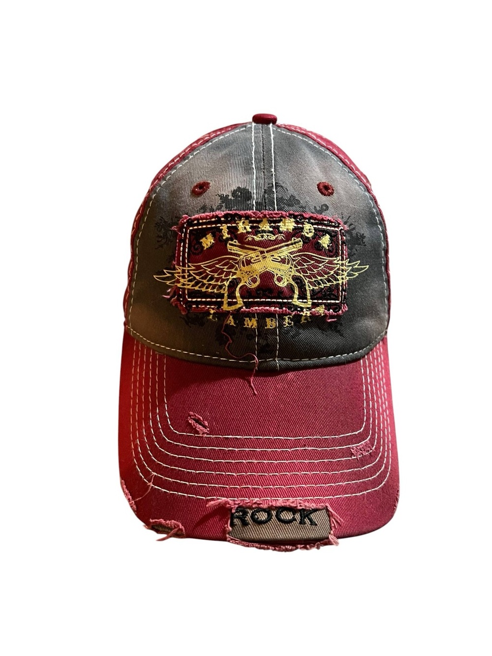 Miranda Lambert Adjustable Distressed Cap Hat Six Shooters Wings (01)